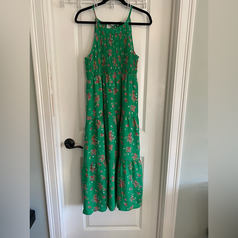 THML Green Floral Smocked Maxi Tiered Sundress - Picture 2 of 12